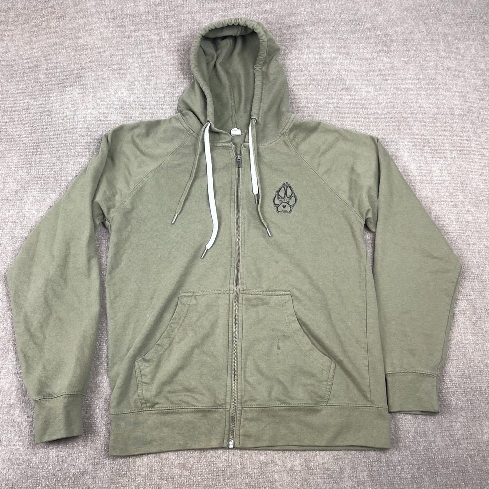 Independent Trading Company Corgi Hoodie Mens Medium Olive Drawstring Full Zip